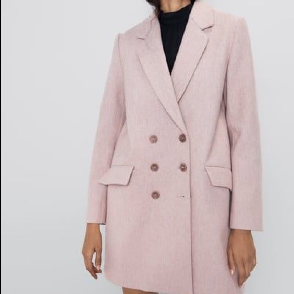 zara double breasted buttoned coat